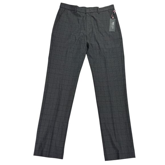 Tommy Hilfiger Mens TH Flex Tate Modern Fit Plaid Dress Pants Gray Blue 33x32 - Picture 1 of 4